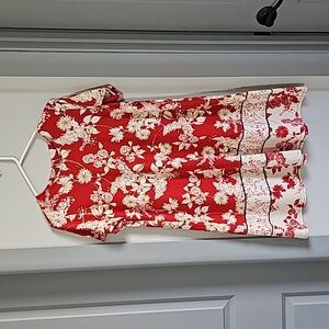 Ladies JJill Wearever Collection dress,  sz M Petite, red/cream. Like New